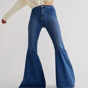 Free People Just Float On Flare Blue Jeans